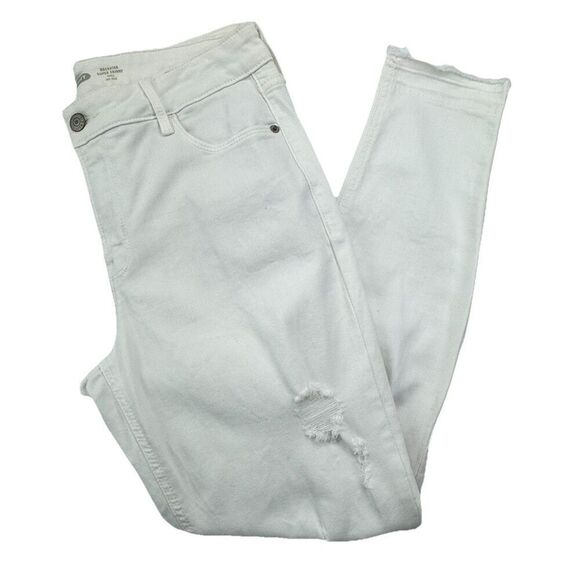 Old Navy Rockstar Super Skinny Jeans Size 10 White Mid Rise Distressed Raw Hem - Picture 4 of 9